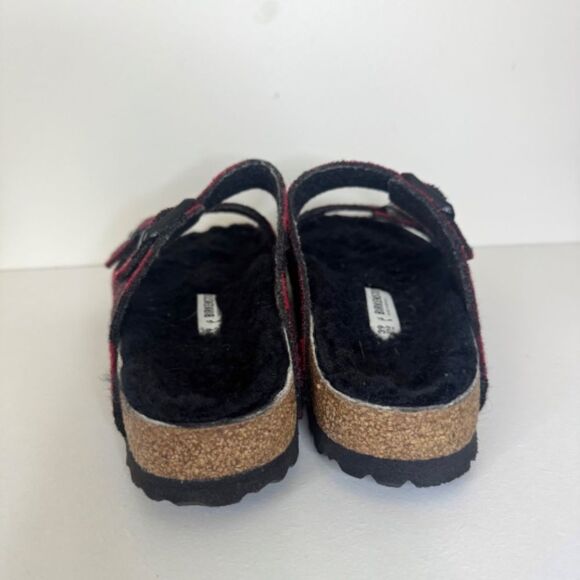 Birkenstock Arizona Shearling Slide Sandal - Red/Black Plaid | Size 39 - Picture 5 of 8